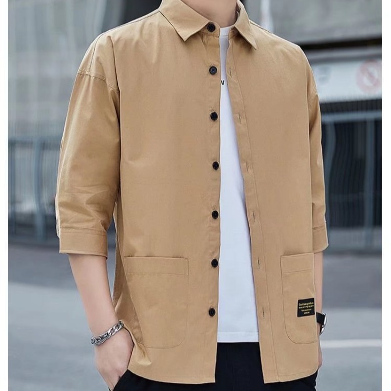 Ropa DE TRABAJO suelta de verano camisa de manga tres cuartos suelta casual volantes guapo media manga camisa de manga corta abrigo moda al por mayor