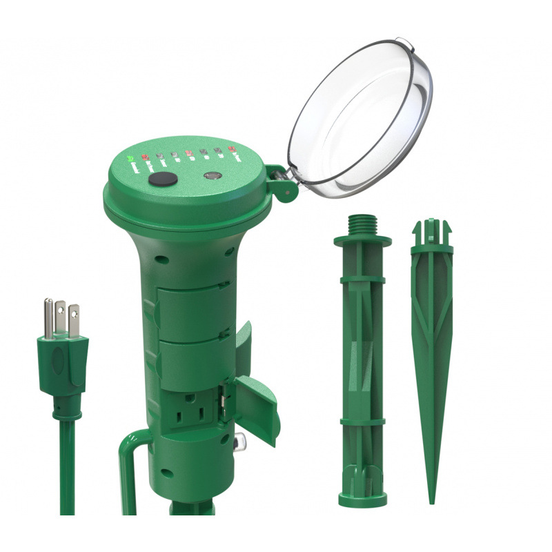 ETL认证的带防护罩的户外插入式庭院桩和带6英尺延长线的电源灯电
