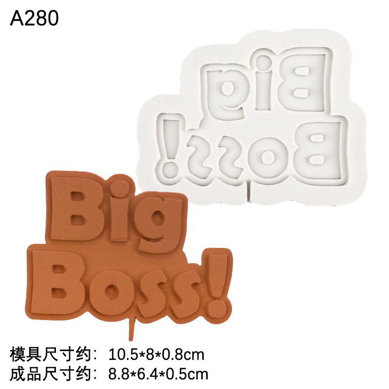 Big Boss inglés carta molde de silicona pastel tarjeta inserción Fondant chocolate arcilla cerámica suave herramienta