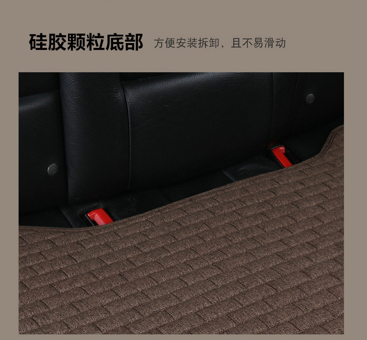 New linen car seat cushion four seasons long grid single seat cushion single square cushion one-piece backrest three-piece seat cushion