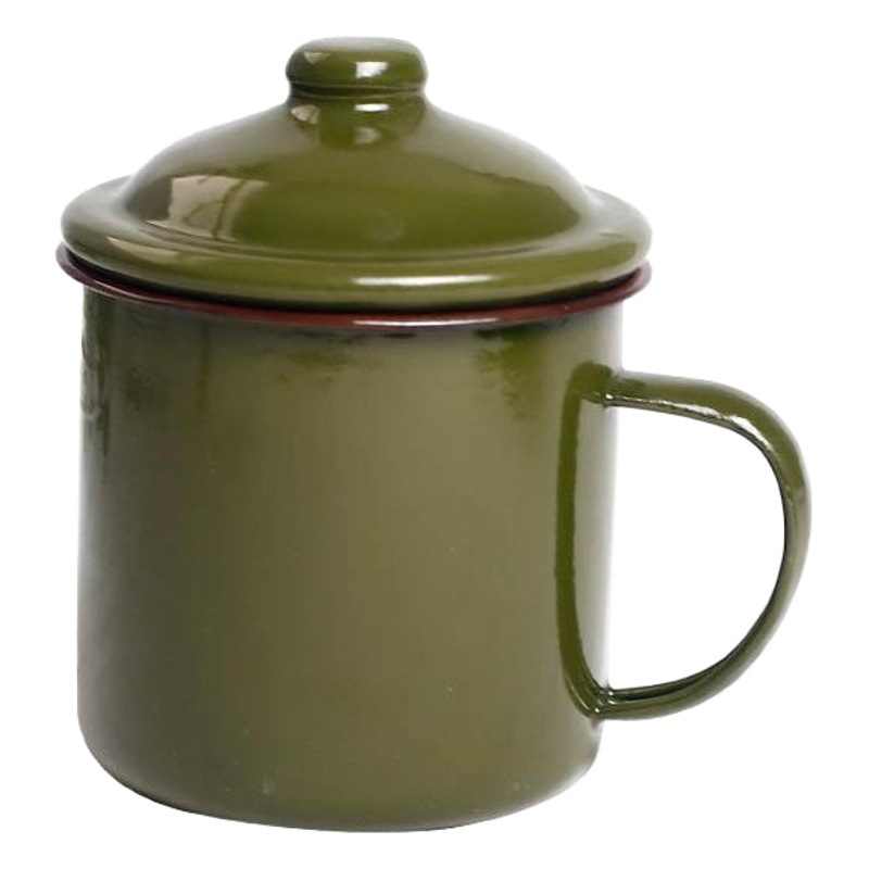 Nostálgico esmalte taza tarro de té vintage extranjero tarro de porcelana ejército verde taza engrosada taza de hierro con tapa taza de regalo taza