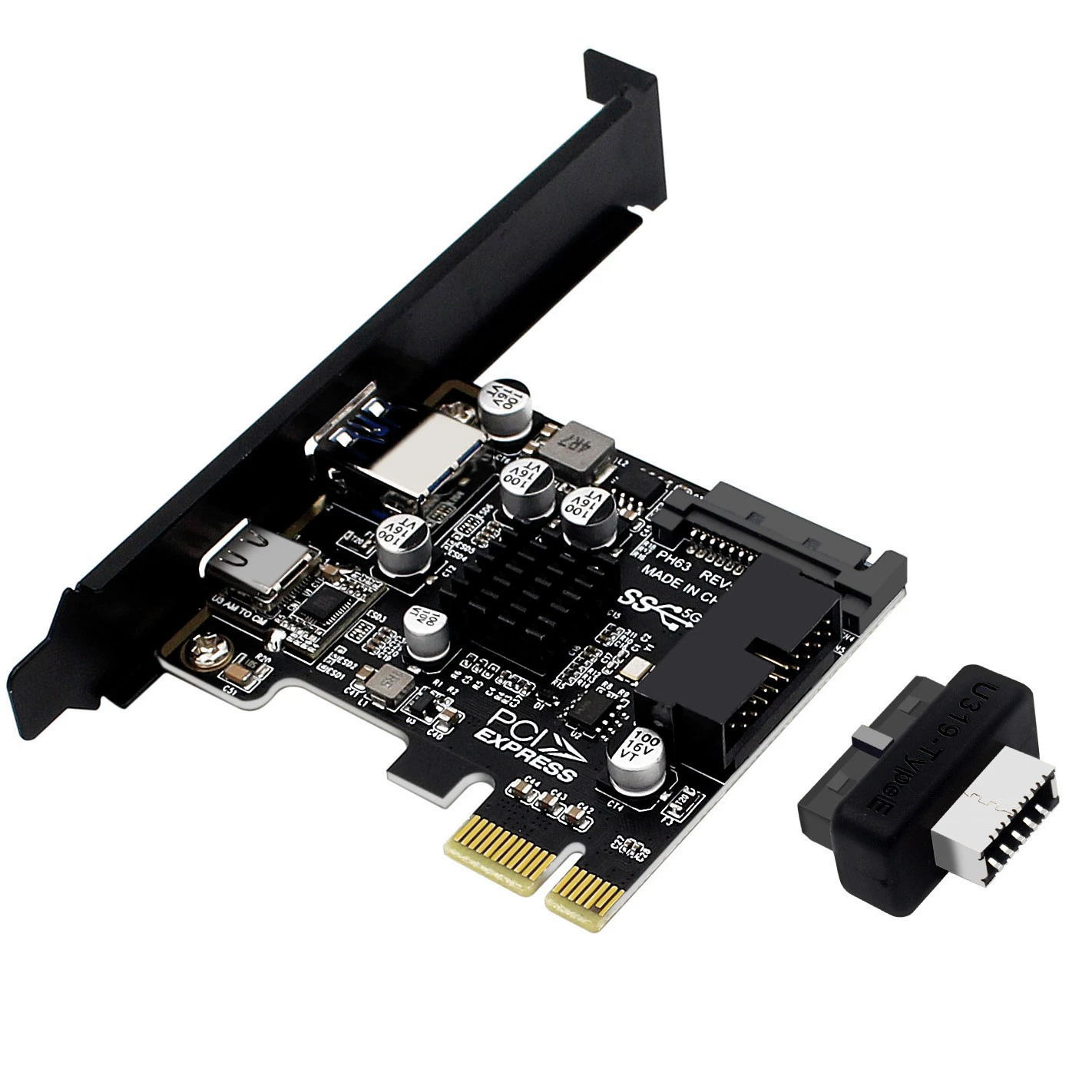PCIE к USB3.0A порт TypeC передняя установка TypeE 19P20P полная интерфейсная карта расширения