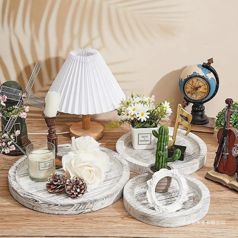 Farmhouse Footstool Kitchen Countertop Home Decor Coffee Table Round Wooden Tray Centerpiece Candle Holder Solid Wood Household Use Farmhouse Footstool Kitchen Countertop Home Decor Coffee Table Round Wooden Tray Centerpiece Candle Holder Solid Wood Household Use