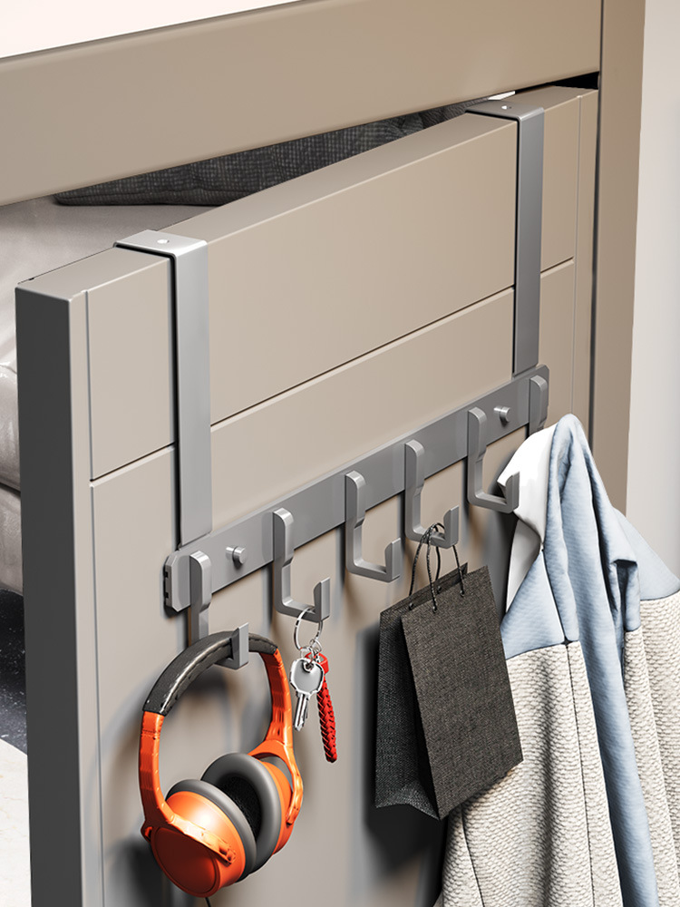 Gun ash door rear hook hanger wall-mounted wardrobe without drilling bathroom invisible storage item clothing hanger magic tool