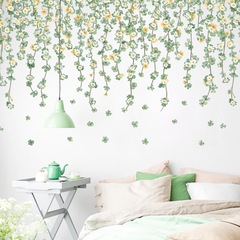 Nordic Fresh Plant Corner Stripe Decal Clover Daisies Decal Living Room Bedroom Background Wall Decal ZDB-2494