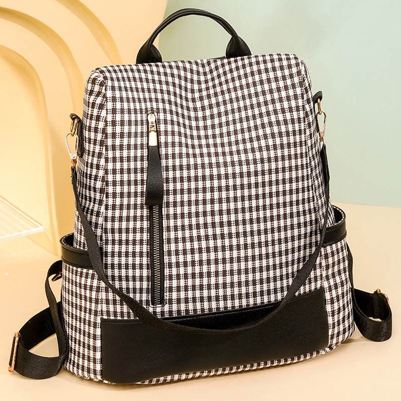 Bolsos para mujer 2024 nuevas señoras casuales mochila de cuero suave moda color de contraste mochila de viaje antirrobo mochila escolar al por mayor