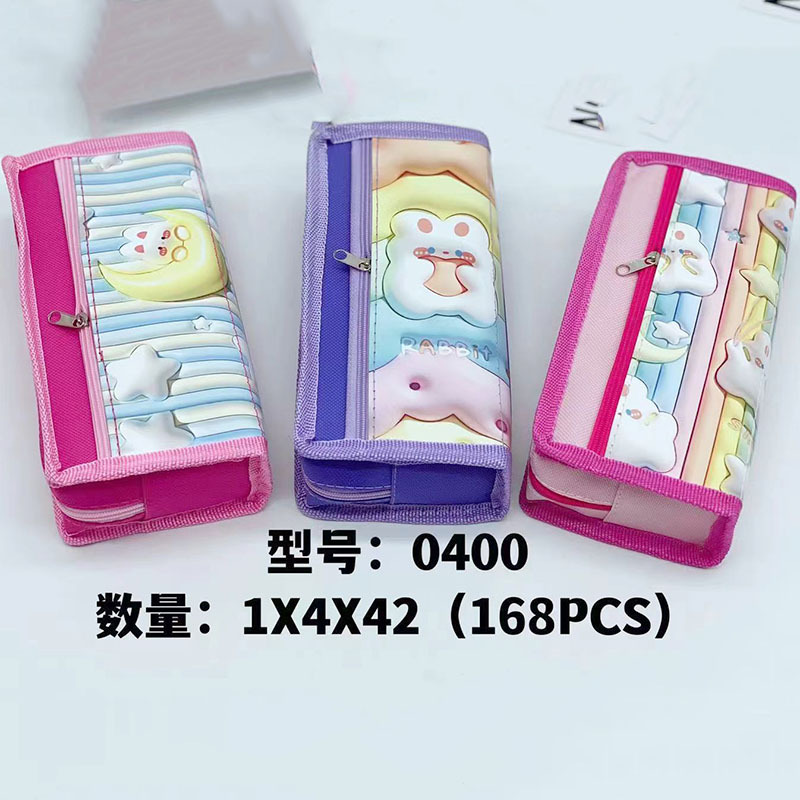 Caja de lápiz creativa caja de papelería de dibujos animados caja de lápiz de arena movediza de aceite de PVC estudiante de gran capacidad bolsa de lápiz al por mayor
