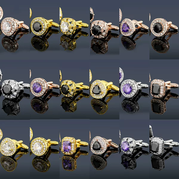 Micro-inlaid zircon fashion cufflinks men's shirt Cufflinks metal autumn and winter French buttons simple cuff studs