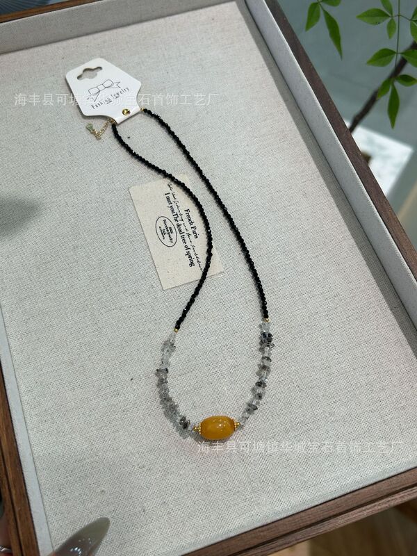 巧恩天然水晶项链紫水晶金太阳银项链纯银锁骨项链爆款|undefined