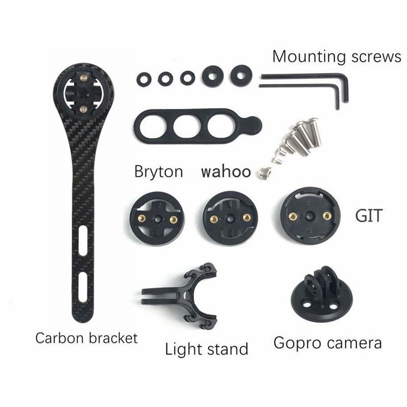 RIRO Road Mountain Bicicleta de montaña Soporte de medidor de código Soporte de extensión de una pieza de fibra de carbono Soporte de cámara de luz de elevación