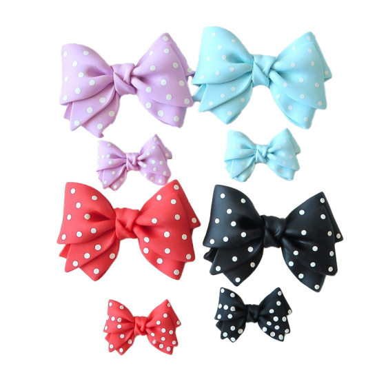 Cute Polo Dot Bow DIY Children's Hair Accessories Earrings Handmade Material Bag Cream Glue Hole Shoes Resin Accessories