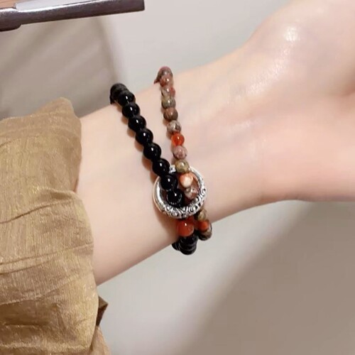Chinese aesthetics! National style peace knot bead bracelet for women 2024 new natural stone bracelet couple accessories trendy