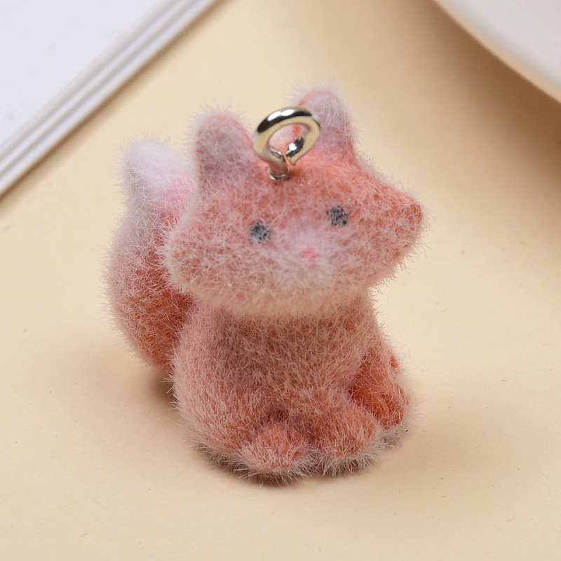 植毛ペンダント漫画ミニ小動物樹脂 DIY ペンダント携帯電話チェーンキーホルダージュエリーアクセサリー材料|undefined