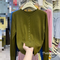 2025新款ins秋冬纯色圆领单排多扣高品质六羊毛卷边领针织开衫