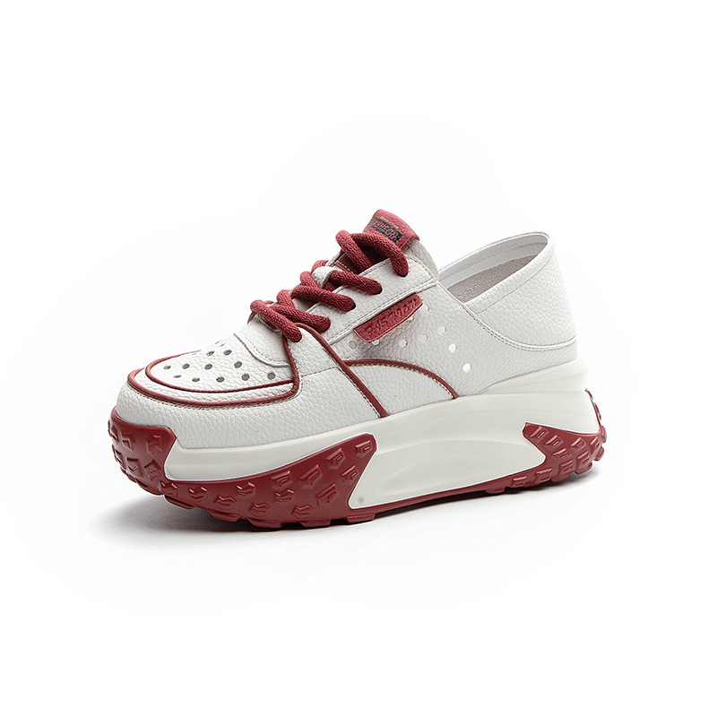 Giày sneaker nữ da thật đế dày phong cách thể thao tăng chiều cao, có thể xỏ như dép, mẫu hè 2026 — M2328 màu tím, M2328 màu đen, M2328 Màu Đỏ, M2328 màu xanh lá