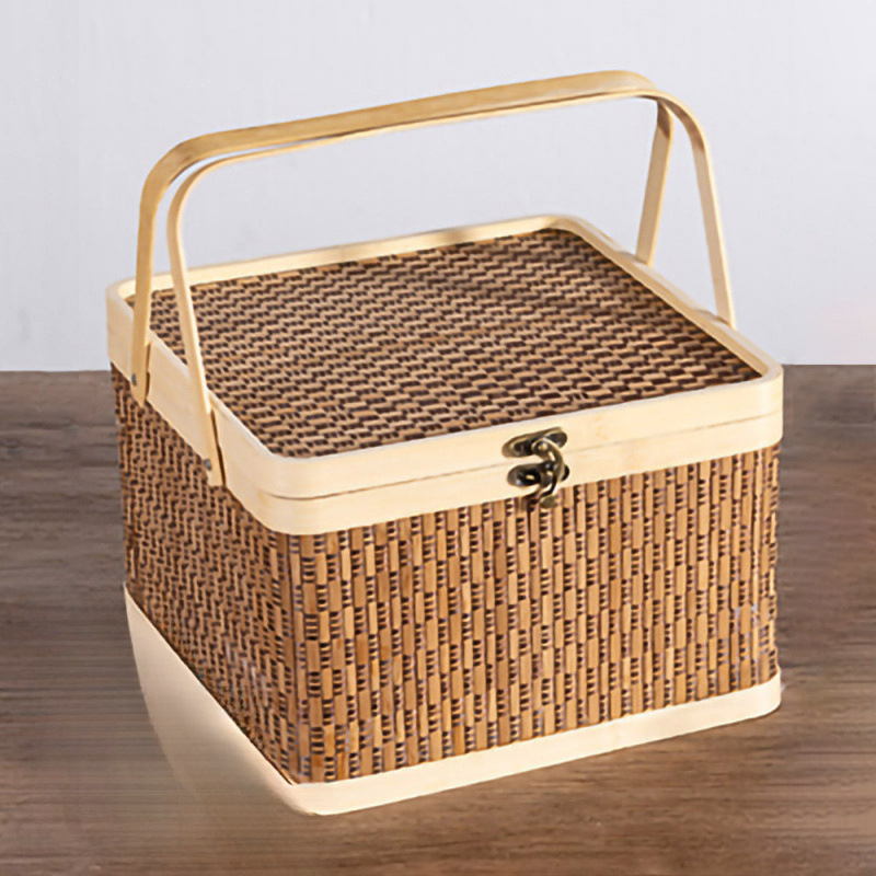 24竹编手提篮子收纳零食特产粽子水果年货国风潮月饼包装中秋陶琪