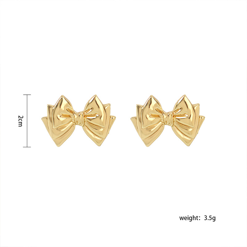4g Weight Earrings Classification Wedding, Travel Occasion Women'S Gender Gold Color Wholesale Fashion Geometric Multi-layer Bow Alloy Earrings 无