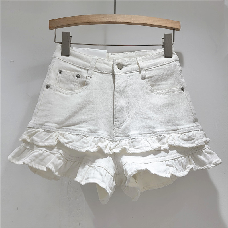 Short de Mezclilla para Mujer, Cintura Alta, Elástico, con Orla, para Verano image 4