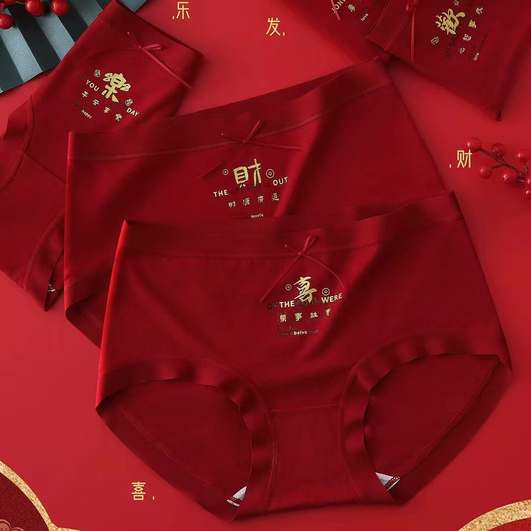 Новогодние анколаские красные женские трусики