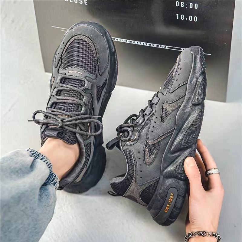 Summer New Breathable Mesh Men's Versatile Thick soled Sports and Leisure Running Dad Trendy Shoes_voghion.com