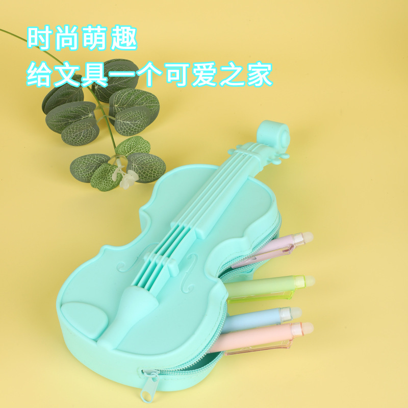 新款跨境小提琴笔袋吉他创意笔盒摆件礼物提琴儿童可爱文具盒袋子|undefined