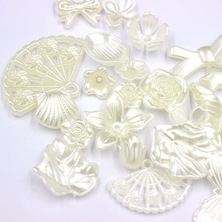 ABS仿珍珠米白色蝴蝶领结花瓣蝴蝶结多款头饰发饰diy手工串珠材料