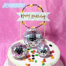 生日蛋糕装饰镜面球反射球亮面光面球圆球银色婚礼蛋糕甜品台摆件