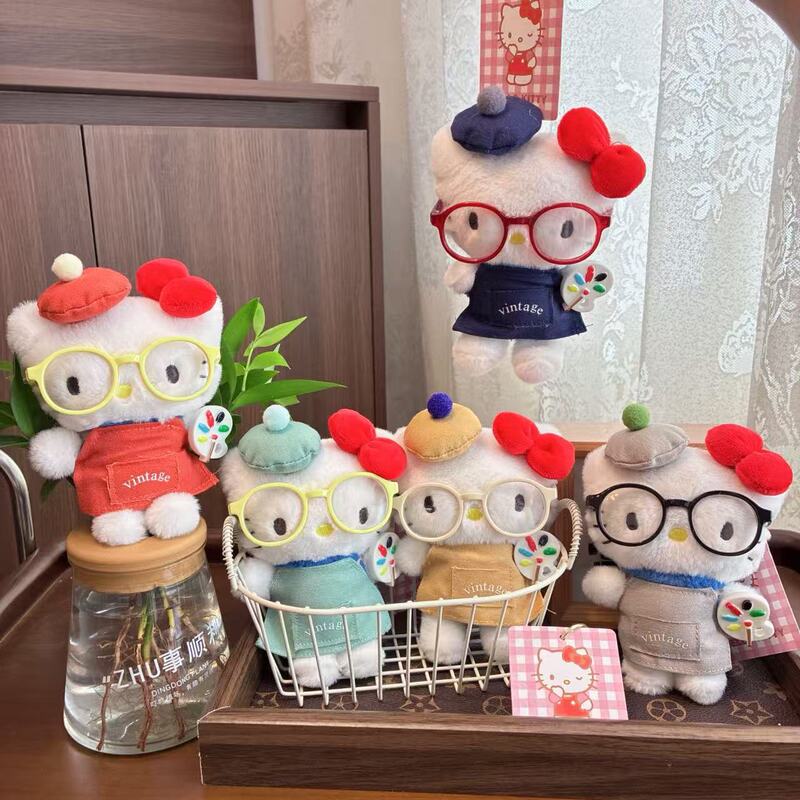 可爱眼镜包包挂件kitty猫书包装饰饰品女生小公仔挂饰品毛绒玩偶|undefined