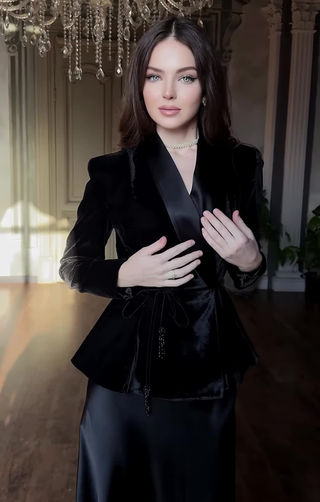 Women's Velvet Suit Jacket And Skirt Set New Fashion_ecoleips.com
