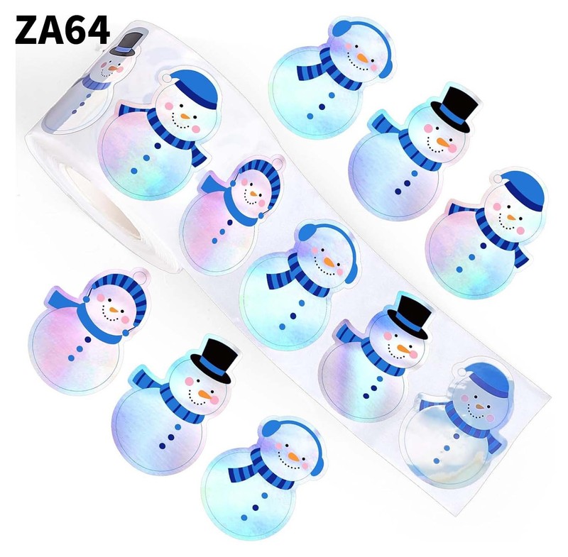 500 ステッカー/ロールクリスマス雪だるまレーザー防水ラベルステッカー diy ホリデーギフト包装装飾ステッカー|undefined