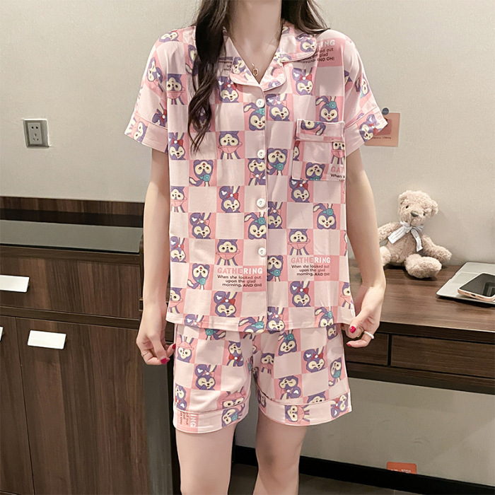Celebridad en línea ins estilo Corea del Sur pijamas de dibujos animados verano de las mujeres Mickey pantalones cortos de manga corta de alto grado lindo traje homewear