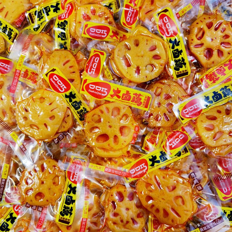 口口巧大卤藕片香辣味黑鸭味大刀藕片整块独立小包装即食藕片批发