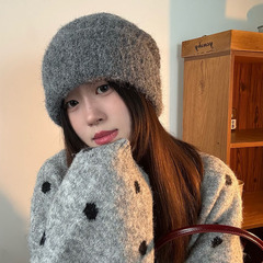 时尚简约百搭纯色秋冬保暖堆堆帽女翻边针织毛线情侣护耳帽男ins