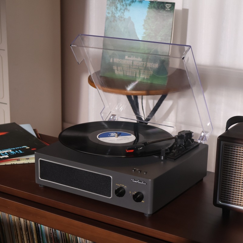 唐典の黒いゴムのレコード機の贈り物の携帯電話のレコード機の復古の蓄音機のbluetoothのスピーカーの客間の音響の一体機|undefined