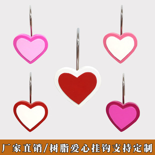 Factory direct cross-border exclusive for fat love hook peach heart shower curtain hook bathroom hook hardware accessories curtain ring