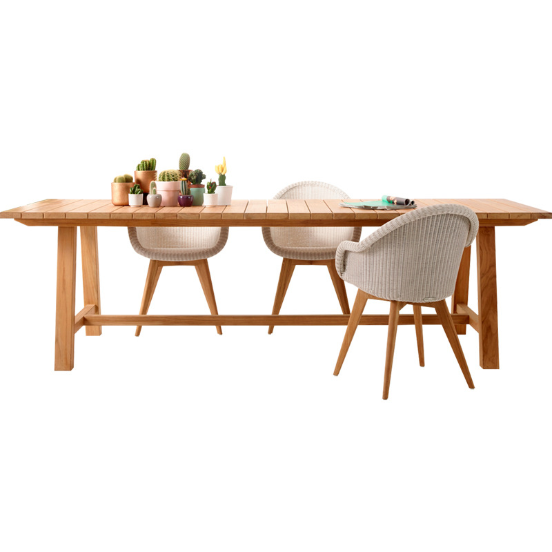 Mesas y sillas de patio para exteriores, casas de huéspedes de jardín, hoteles, muebles de ocio de madera maciza impermeables y resistentes al sol, mesas y sillas de teca y ratán para exteriores. image 5