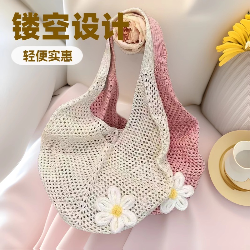 夏の透かし彫りバッグins風ファッションシンプルな海辺のリゾートビーチは斜めにバッグを持っています。|undefined