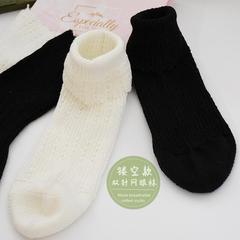 Japanese Retro Double-Needle Lacey Net Thin Slipper Socks with Plain Color Fairy Princess Lolita Hem Breathable Boneless Cotton Socks