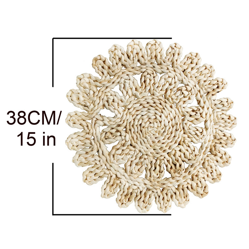 Tejido a mano redondo anti-corrosión almohadilla de comedor occidental natural ecológico tejido de paja al por mayor 1593.