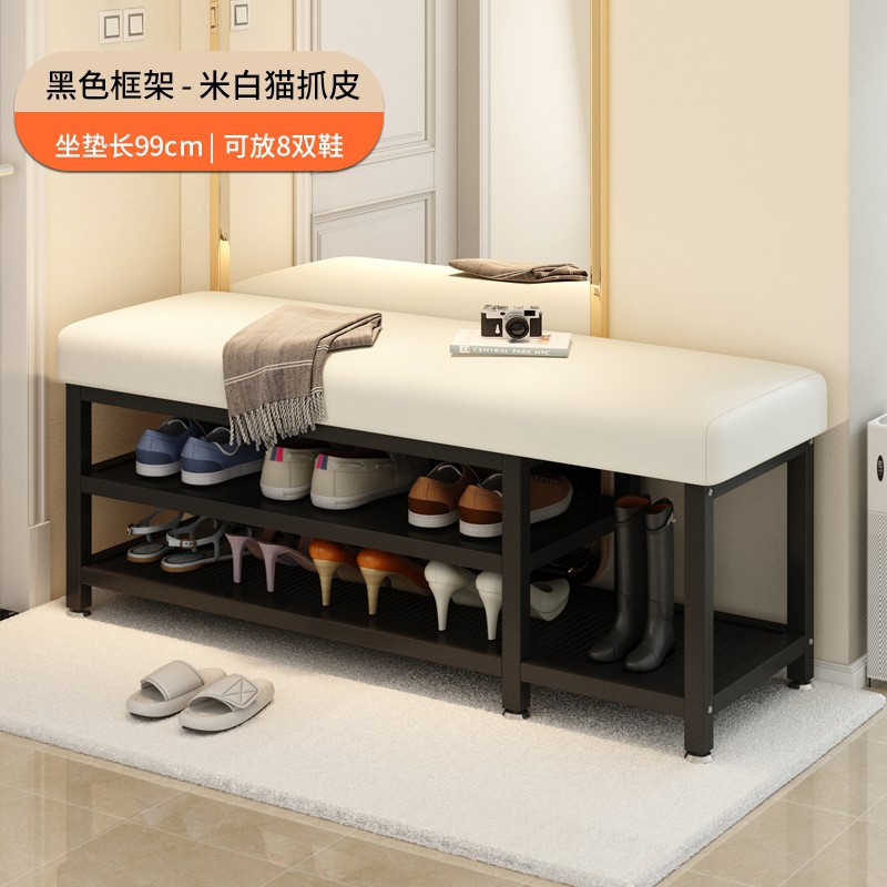 Porta de entrada simple para el hogar armario de zapatos de lujo ligero taburete largo ultra estrecho de gran capacidad paquete blando taburete de cambio de zapatos de metal