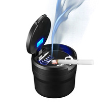 新品自动弹盖带LED灯车载烟灰缸 跨境双灭烟孔汽车用品 跨境批发