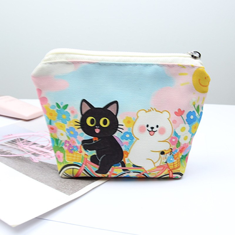 新しいミニ女性漫画かわいい小銭入れキーバッグショートジッパーキャンバスポータブルコインバッグ小さな財布