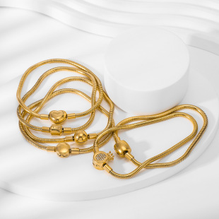 Chain Art Titanium Steel Multi-Pull Soft Snake Bone Chain Bracelet Can Be DIY Personalized with 18K Gold Fashion Jewelry Buckle Bracelet