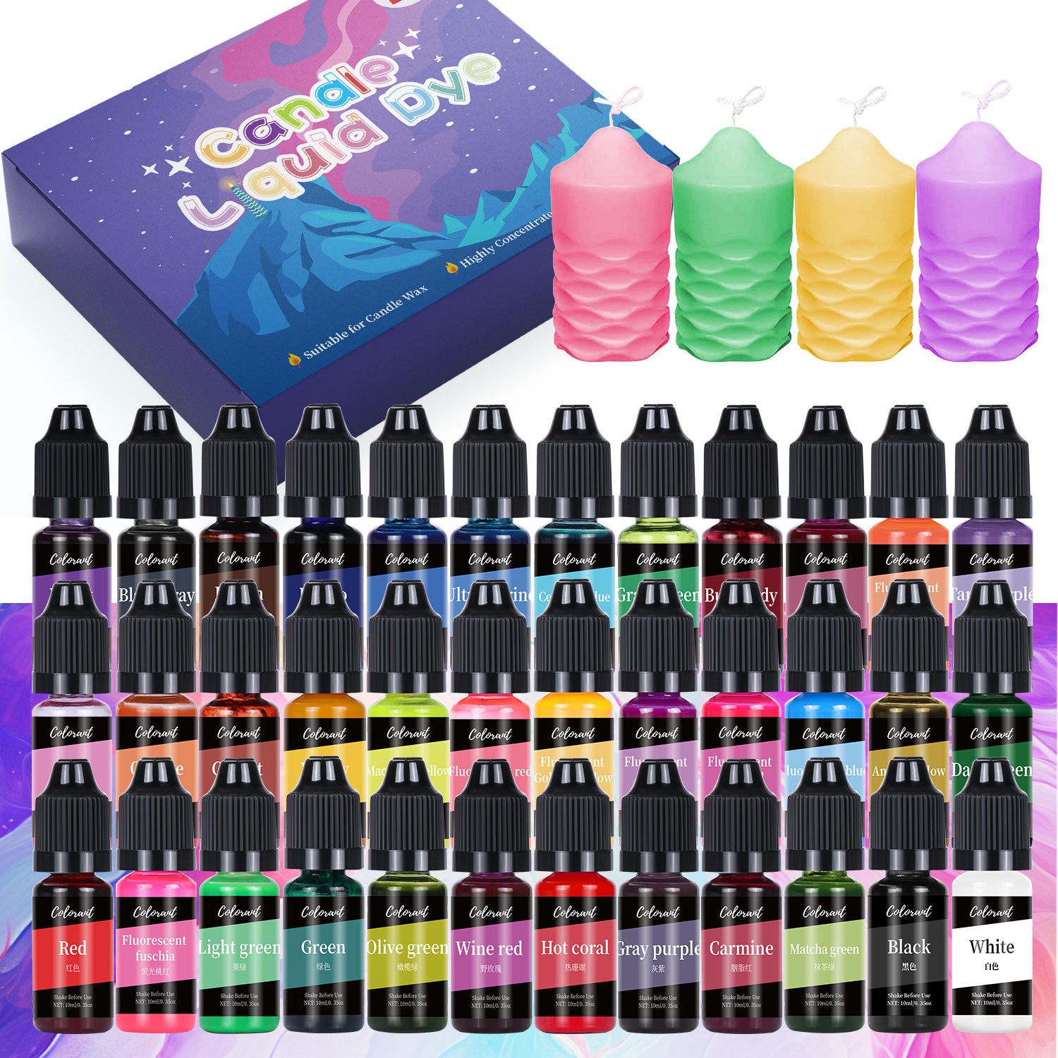 Cross border 36 color 10ml candle colorant DIY handmade soap pigment soybean wax dye high concentrat