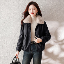 冬季时尚经典高品质绵羊皮毛领外套海宁加绒小个子短款海宁皮衣女