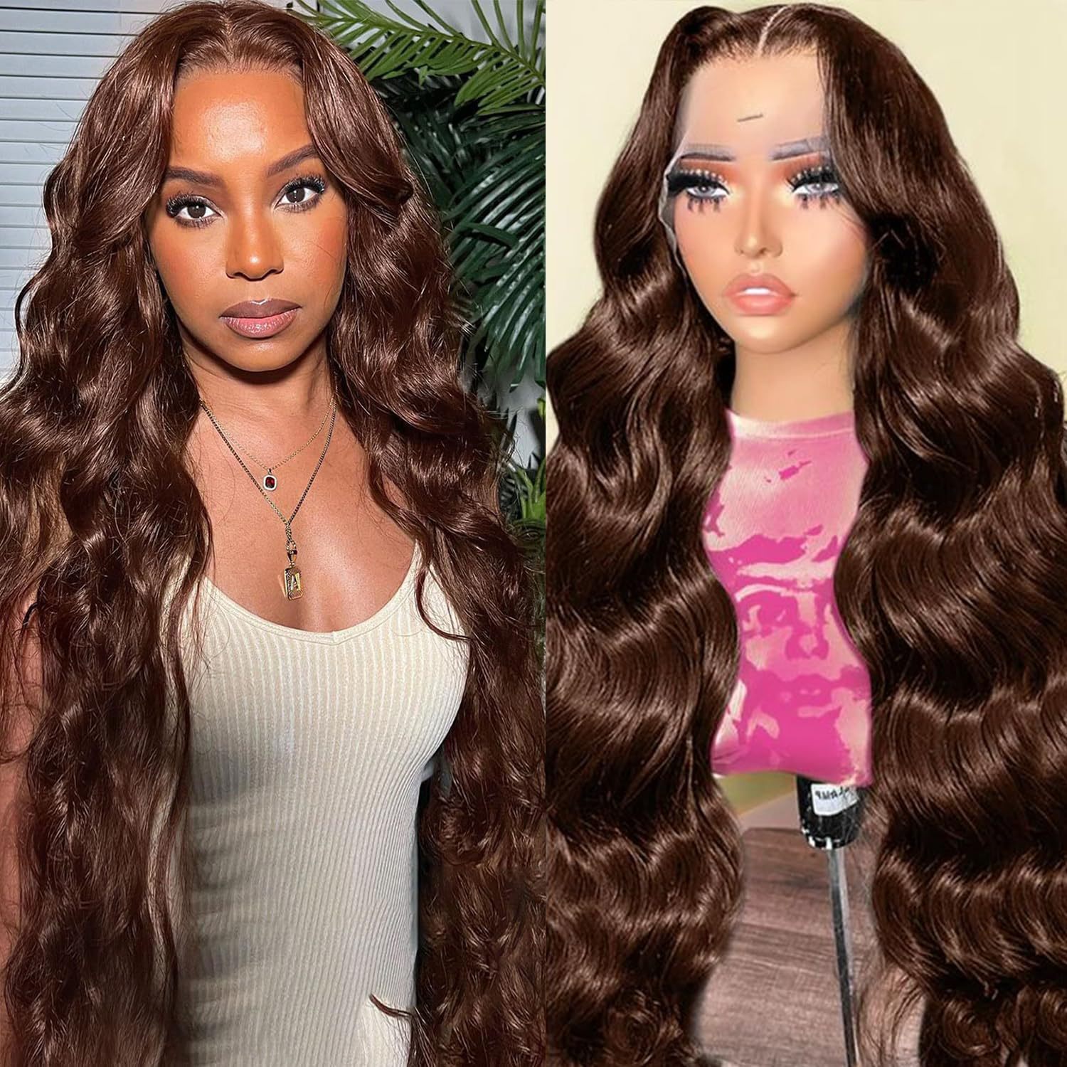 Peruca feminina longa e ondulada com acabamento em renda, design antifricção, extensões de cabelo sintético populares._voghion.com