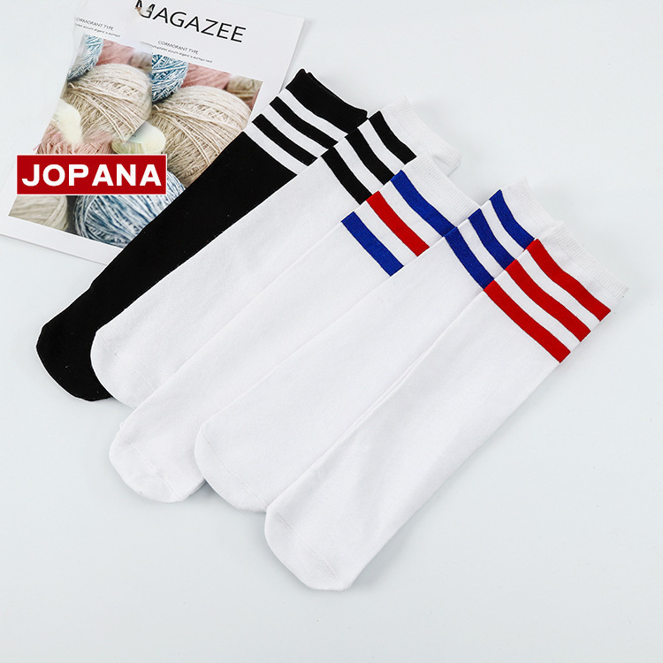 Combed Cotton Heelless Three-Stripe Straight Socks, Casual Skateboard Socks, Group Activity Socks, Customizable, Wholesale from Manufacturer Combed Cotton Heelless Three-Stripe Straight Socks, Casual Skateboard Socks, Group Activity Socks, Customizable, Wholesale from Manufacturer