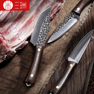 Forged Mongolian hand meat knife hand meat knife barbecue meat cutting knife outdoor portable sharp straight knife