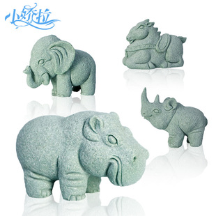 Cross-border New Products Imitation Stone Tang Horse Elephant Rhino Hippo Fish Tank Landscape Decoration Zen Home Entrance Decoration New Medium