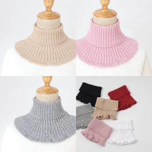 2024 warm foreign trade scarf pullover scarf women autumn and winter new warm solid color elastic knitted pull strip fake collar